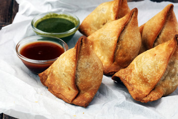 Indian special traditional street food punjabi samosa