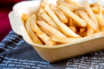 Golden French fries potatoes ready to be eaten