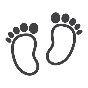 Baby footprint line icon, foot silhouette, vector graphics, a linear pattern on a white background, eps 10.