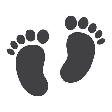 Baby footprint solid icon, foot silhouette, vector graphics, a filled pattern on a white background, eps 10.