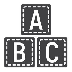 ABC blocks solid icon, alphabet cubes and education, vector graphics, a filled pattern on a white background, eps 10.