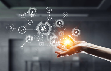 Wireless connection futuristic concept . Mixed media