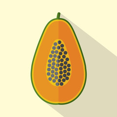 Flat Design Papaya Icon Vector Illustration