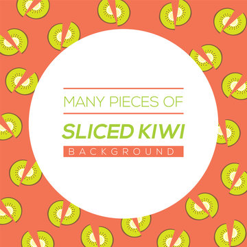Many Pieces Of Sliced Kiwi Background Vector Illustration