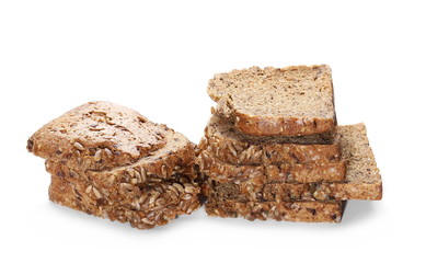 Whole wheat bread, isolated on white background