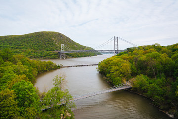 Fototapeta premium View of Bear Mountain Bridge and the Hudson River, at Bear Mountain State Park, New York.