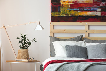 Grey and red decor