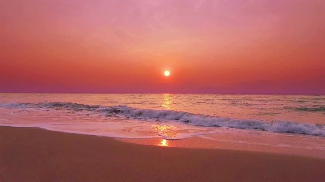 Overlooking the beautiful beach at sunset.