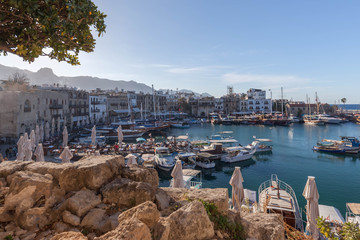 Fototapeta premium Kyrenia Harbour as viewed from the castle