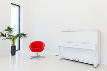 Minimalist room with piano