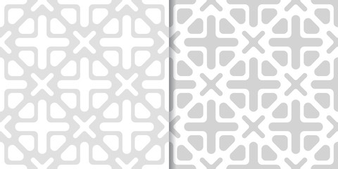 Geometric monochrome background. Gray seamless pattern set
