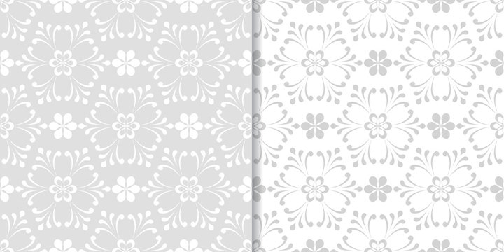 Gray flower seamless patterns. Wallpaper background