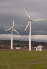 Wind turbine on a field