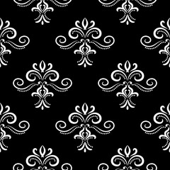 Floral monochrome background. Seamless black and white pattern