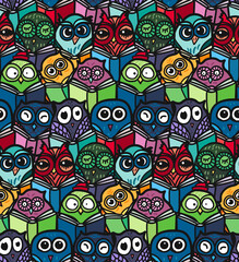 Owls hand drawn pattern