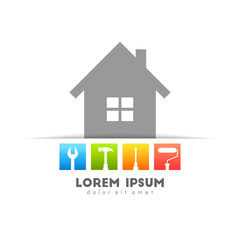 House with work tools concept