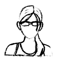 portrait woman sport concept wearing smart glasses sketch vector illustration