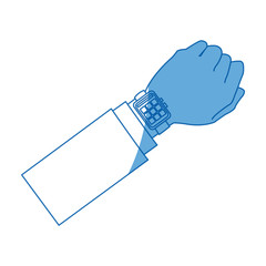 hand man with smart watch wearable technology vector illustration