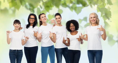 international volunteer women in white t-shirts