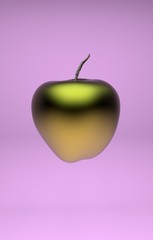 Fototapeta premium 3d render chrome apple.High resolution 3D image