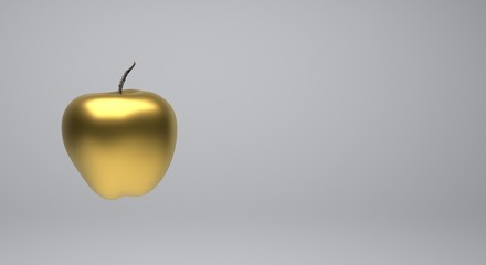 High resolution 3D image.3d render golden apple