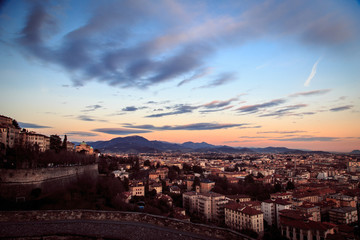 Fototapeta na wymiar colorful sunset in Bergamo