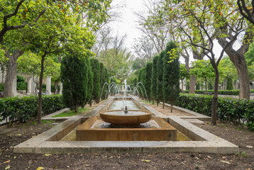S'Hort del Rei gardens Water fountain, leisure area Park to walk Palma de Mallorca. Balearic islands of Spain © Pb