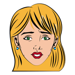 pretty face woman hairstyle comic vector illustration