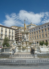 Fototapeta na wymiar Neptune fountain in Naples- Italy