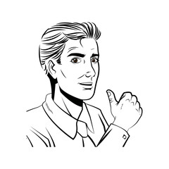 comic man business wear shirt and tie design vector illustration