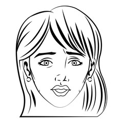 pretty face woman hairstyle comic vector illustration