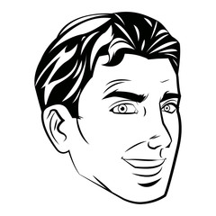 face man pop art style image vector illustration