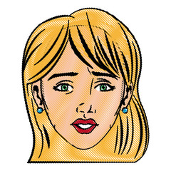 pretty face woman hairstyle comic vector illustration