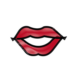 red drawing mouth woman lips makeup lipstick vector illustration