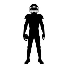 american football player uniform helmet ball silhouette vector illustration