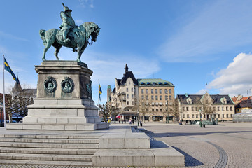 Statue of Charles X Gustav in Malmo, Sweden - obrazy, fototapety, plakaty