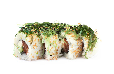 Sea weed sushi with tuna isolated