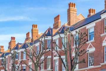 Typical English terraced houses in West Hampstead, London