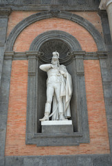 Fototapeta na wymiar Statue of Gioacchino Murat on the facade of Royal Palace in Naples