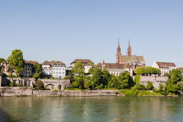Basel, Stadt, Altstadt, Basel-Stadt, Münster, Kirche, Pfalz, Münsterplatz, Grossbasel, Rhein, Rheinufer, Fähre, Frühling, Sommer, Schweiz