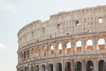 Fototapeta premium Detail exterior of the Flavian Amphitheatre Colosseum, in Rome, Italy 