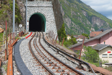 Mountain railway tunnel. Vernayaz, Martigny, Switzerland