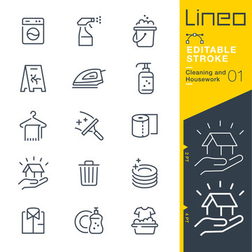 Lineo Editable Stroke - Cleaning and Housework line icons
Vector Icons - Adjust stroke weight - Expand to any size - Change to any colour