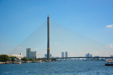 Naklejka premium Chao Phraya River in Bangkok, Thailand