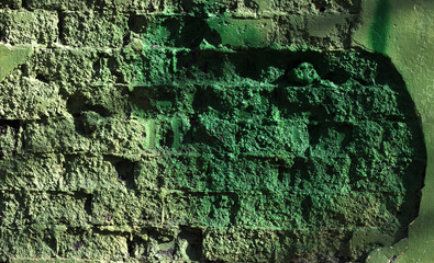 Old worn old brick wall in grunge style, The textured background. Photo pattern.