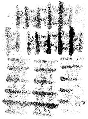 Vector artistic design elements in grunge dust messy dirty style. Texture dynamic overlay. Line shapes with different pressure, textile abstract pattern for printing. Rubber dry hand made stamps