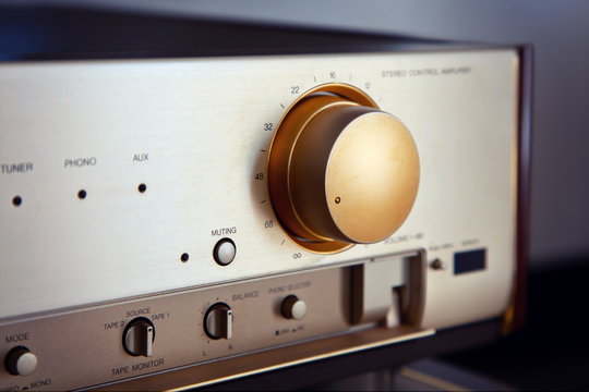 Vintage Stereo Audio Amplifier Volume Knob