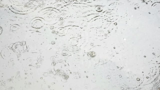 raindrops falling in water