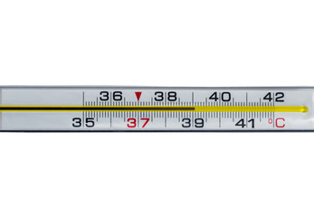  Scale of thermometer with high temperature 39 close-up