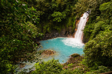 Naklejka na ściany i meble Rio Azul, wonderful waterfall in Costa Rica